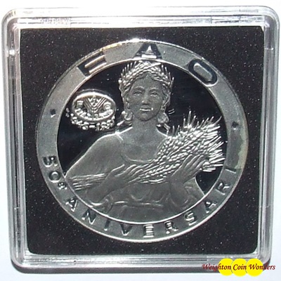 1995 Andorra 10 Dinars Silver Proof Coin - FAO 50th